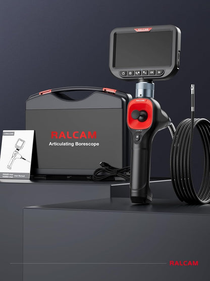 Ralcam Endoscoopcamera met licht, endoscoopcamera met 360° beweegbare kop, 6,5 mm dual-sonde, 5 inch HD-display, inspectiecamera, IP67 waterdicht, buiscamera met 1,5 m halfharde kabel en 6 + 1 leds