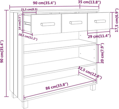 vidaXL Wall table HAMAR 90x35x90 cm solid pine wood white