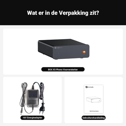 Fosi Audio BOX X5 Phono Voorversterker voor Draaitafel, voor MM & MC Cartridge Draaitafel/Phonograaf Platenspeler/Actieve Luidsprekers, 4-Level Instelbare Versterking 38/48/56/66 dB met RCA Uitgang