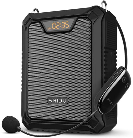 Stemversterker, SHIDU 30W Stemluidspreker Draagbare Bluetooth Luidspreker met UHF Draadloze Microfoon & Bedrade Microfoon Hoofdtelefoon IPX6 Waterdichte Oplaadbare PA-systeem voor Docenten, Tourgids