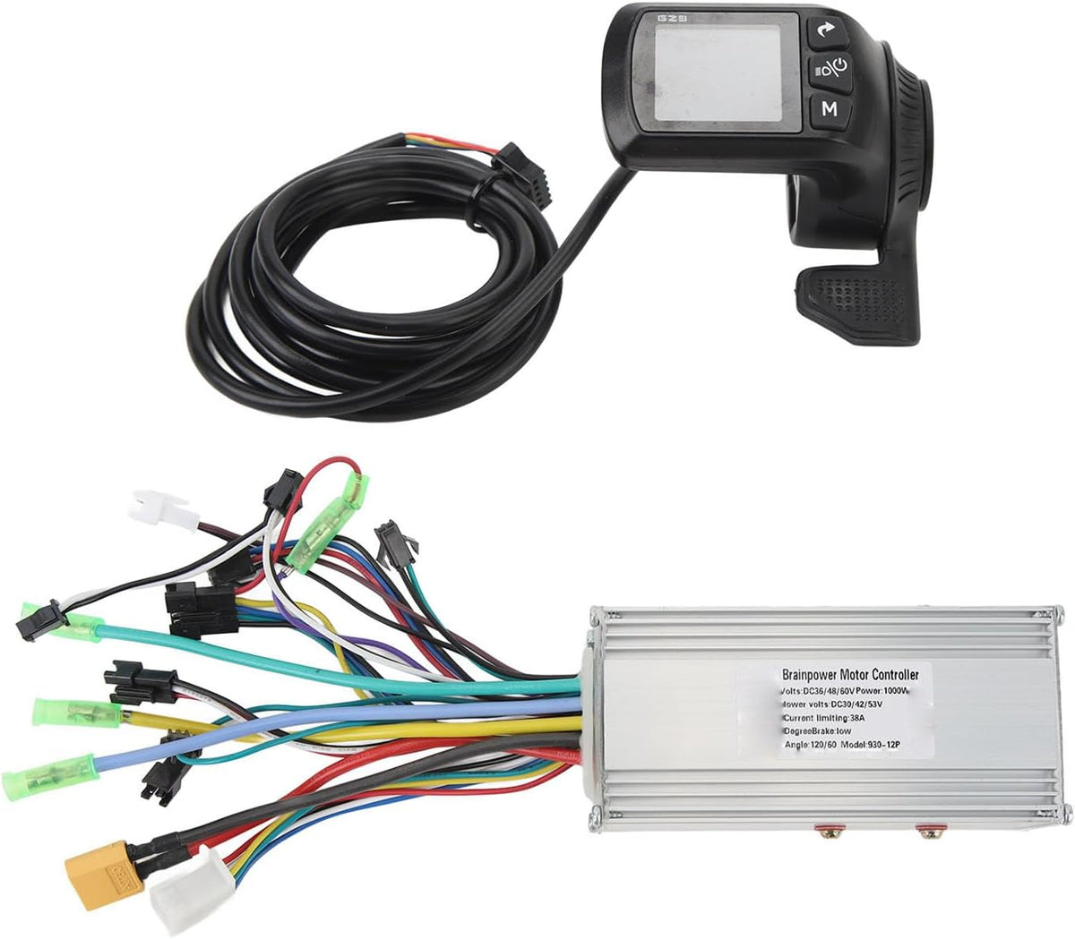 Motor Borstelloze Controllerkit, 36V 48V 60V 1000W 38A 3-modus Sinuscontroller met Waterdicht Paneel, voor Vervanging van Elektrische Fietsen