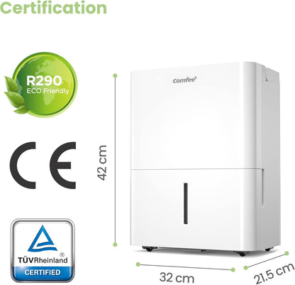 Luchtontvochtiger – Ontvochtiger – Vochtvreter – Vochtregelaar – Compacte Ontvochtiger – 12 Liter Capaciteit – Stil Geluidsniveau 45 dB