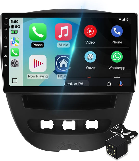 2G 64G Android 14 Car Stereo Android Multimedia Radio for Peugeot 107/Toyota Aygo/Citroen C1 2004-2014 Wireless Carplay, Android Auto GPS Navigation SWC+ Backup Camera