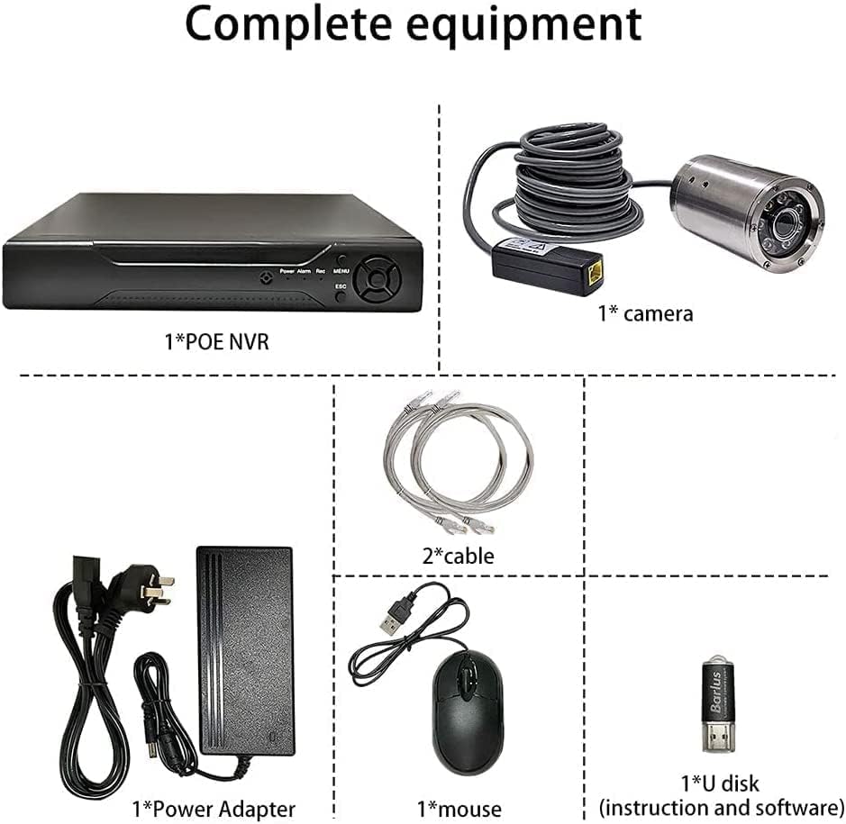 Onderwater camerasysteem – Beveiligingscamera – CCTV camera – Duikcamera – Viscamera – 5MP Full HD – IP68 Waterdicht – 1TB Harde Schijf – Nachtzicht – 32ft Kabel