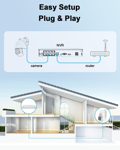 ANRAN 4K Bewakingscamera POE-set, Camera Beveiliging, Bewakingscamera Binnen, 4 x 8 MP camera's, 30 m HD-nachtzicht en bewegingsdetectie, 24/7 opname met 2 TB harde schijf