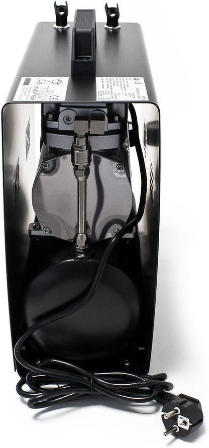 Wiltec airbrush compressor AF189A met luchttank en 1 cilinder luchtdruk tot 6 bar met automatische uitschakelfunctie en manometer