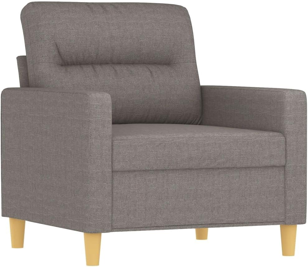 Fauteuil – Loungestoel – Armleuningstoel – Leesstoel – Relaxfauteuil – Taupe Stof – Incl. Poef 60 cm – Comfortabele Dikke Zitting