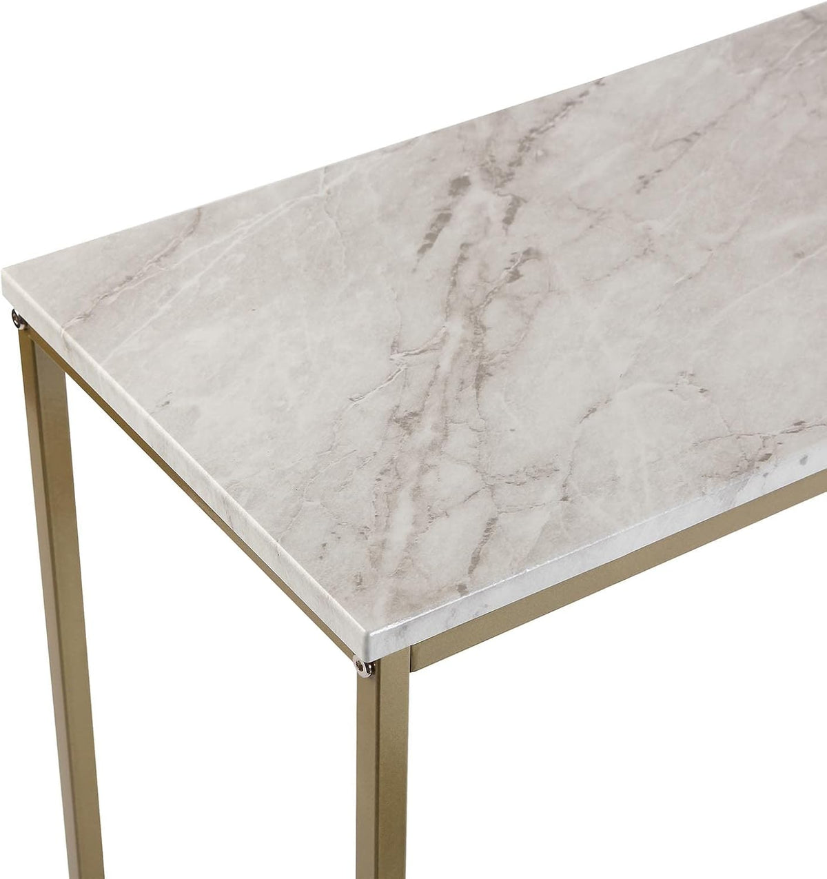 Versa Montpellier Smalle hal of vestibule Entree hal meubilair, Console Tafel, Afmetingen (H x B x H) 81 x 30 x 100 cm, Hout en Metaal, Kleur Marmer en goud
