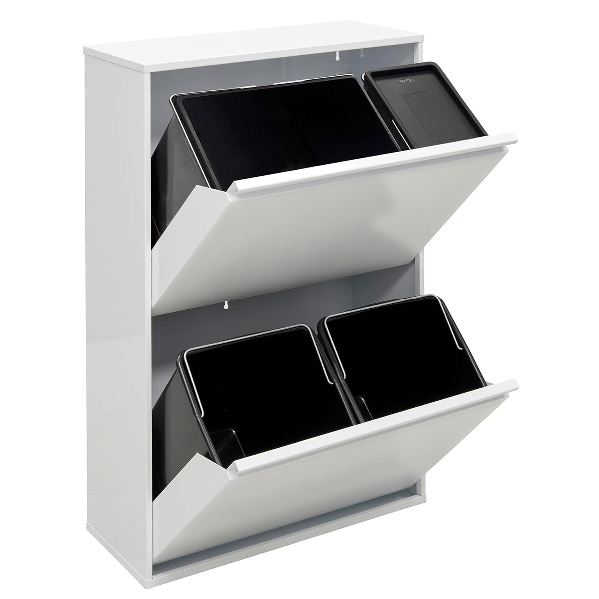 ARREGUI Basic CR601-B2 Recyclingcontainer | Afvalcontainer in Staal | 4 Compartimenten 23+11+17+17 L (68 L) | Binnenemmers voor PMD en GFT | Recyclebak voor Afvalscheiding | Afvalbak voor Keuken | Wit
