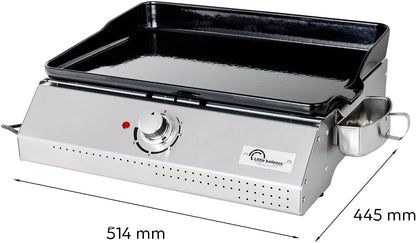 LITTLE BALANCE 8713 Biscarosse 50-35, elektrische grillplaat, geëmailleerd gietijzer, XL, 2150 W, 100% Franse productie, roestvrij staal