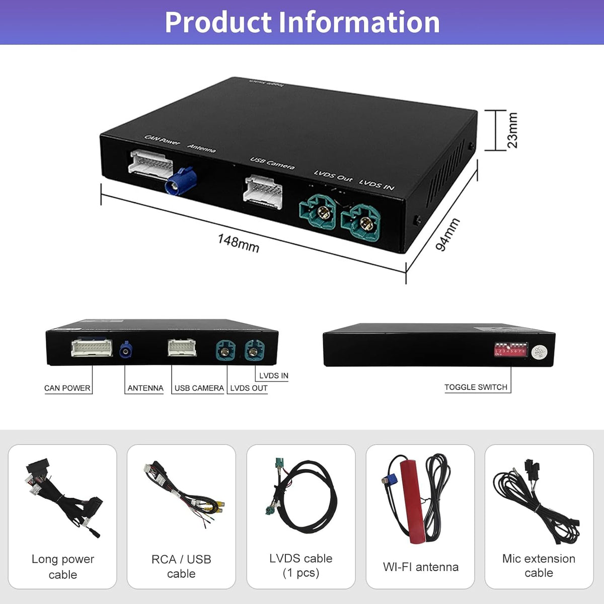 CarPlay Retrofit Kit – Draadloze CarPlay Adapter – Android Auto Interface – Multimedia Upgrade – Auto Smartphone Integratie – Eenvoudige Installatie Zonder Schermvervanging – Originele Bediening Met Knoppen
