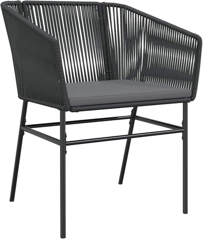 Gecheer Set van 4 zwarte PE-rotan standaard duurzame tuinstoelen, tuinstoelen, tuinmeubelset, tuinstoelen voor tuinen, binnenplaatsen, balkons, restaurants, 3380922 - QUORE