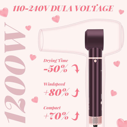 Haardroger, borstelset, 7-in-1, föhnborstel, 110.000 omw/min, hoge snelheid, haardroger, ionische haardroger, krultang, hete borstel voor styling, föhnen, föhnborstel