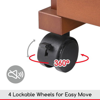 Bijzetwagen met wieltjes – Opbergwagen – Opbergtrolley – Verrijdbare organizer – Trolley – Walnoot, 3-laags – Massief beukenhout – 360° zwenkwielen met 2 remmen