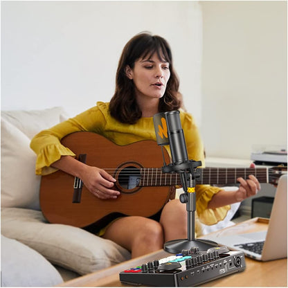 Audio-Interface – Geluidskaart – Mixer – Opname-Interface – Streaming-Interface – XLR-Ingangen Met Fantoomvoeding – Inclusief Condensatormicrofoon