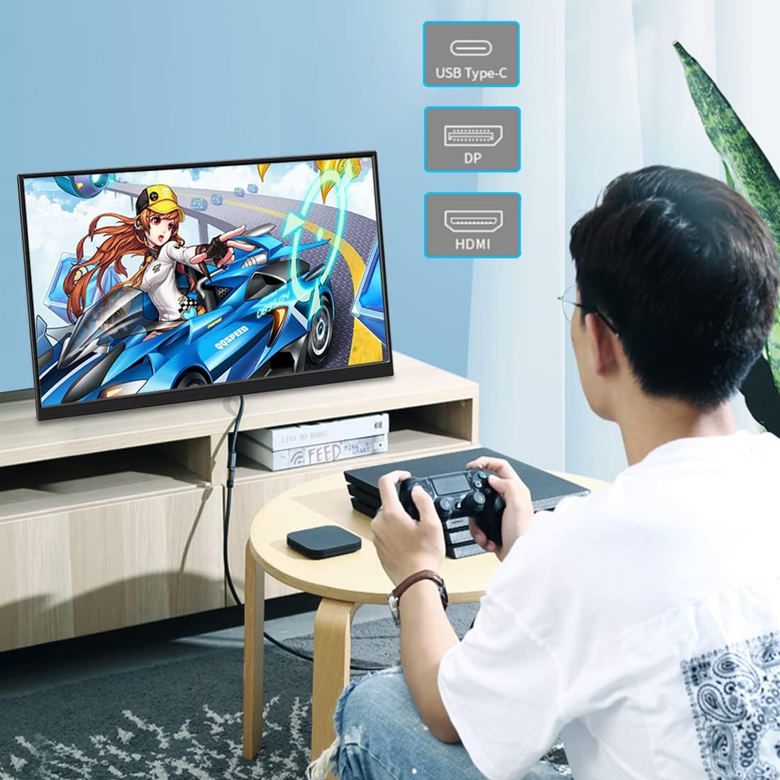 4k Portable Monitor, 14 Inch Portable Screen, USB C, 10 Bit Adobe 95% HDR Game Display with USB C/HDMI/Mini DP Compatible with Game Console/PC/Surface - QUORE