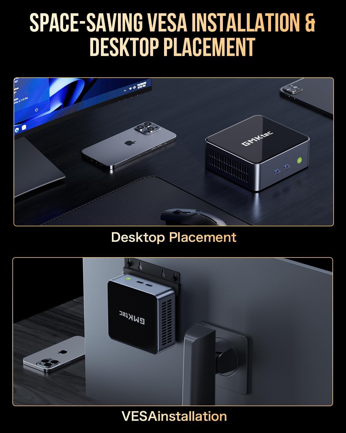 GMKtec Mini PC Intel Core i7-1185G7 (up to 4.8 GHz) 32GB DDR4 1TB SSD Desktop Mini Computers WiFi 6, BT 5.2/ DP, HDMI/RJ45 2.5G/USB4.0