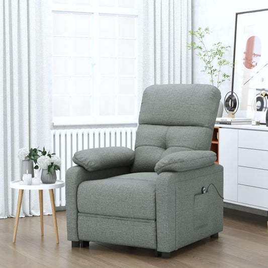 Relaxstoel, elektrisch, donkergrijs, stof, tv-stoel met ligfunctie, enkele ligstoel, relaxstoel voor woonkamer, slaapkamer, A1 - QUORE