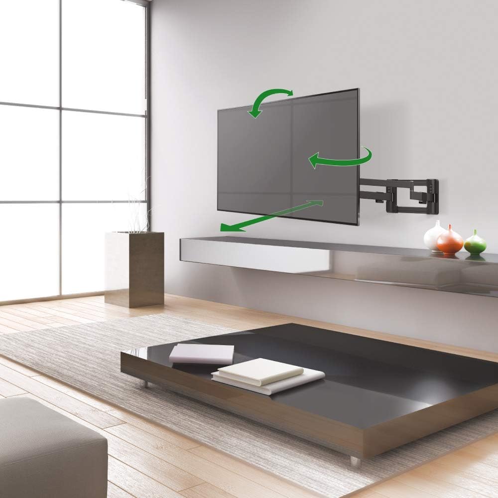 Barkan 1 meter lange tv-wandbeugel, 13-80 inch dubbele arm, zwenkbaar/volledige beweging plat en gebogen televisie tv-beugel, houdt tot 50 kg, extra stabiel, 101 cm, voor LED OLED LCD, max. VESA