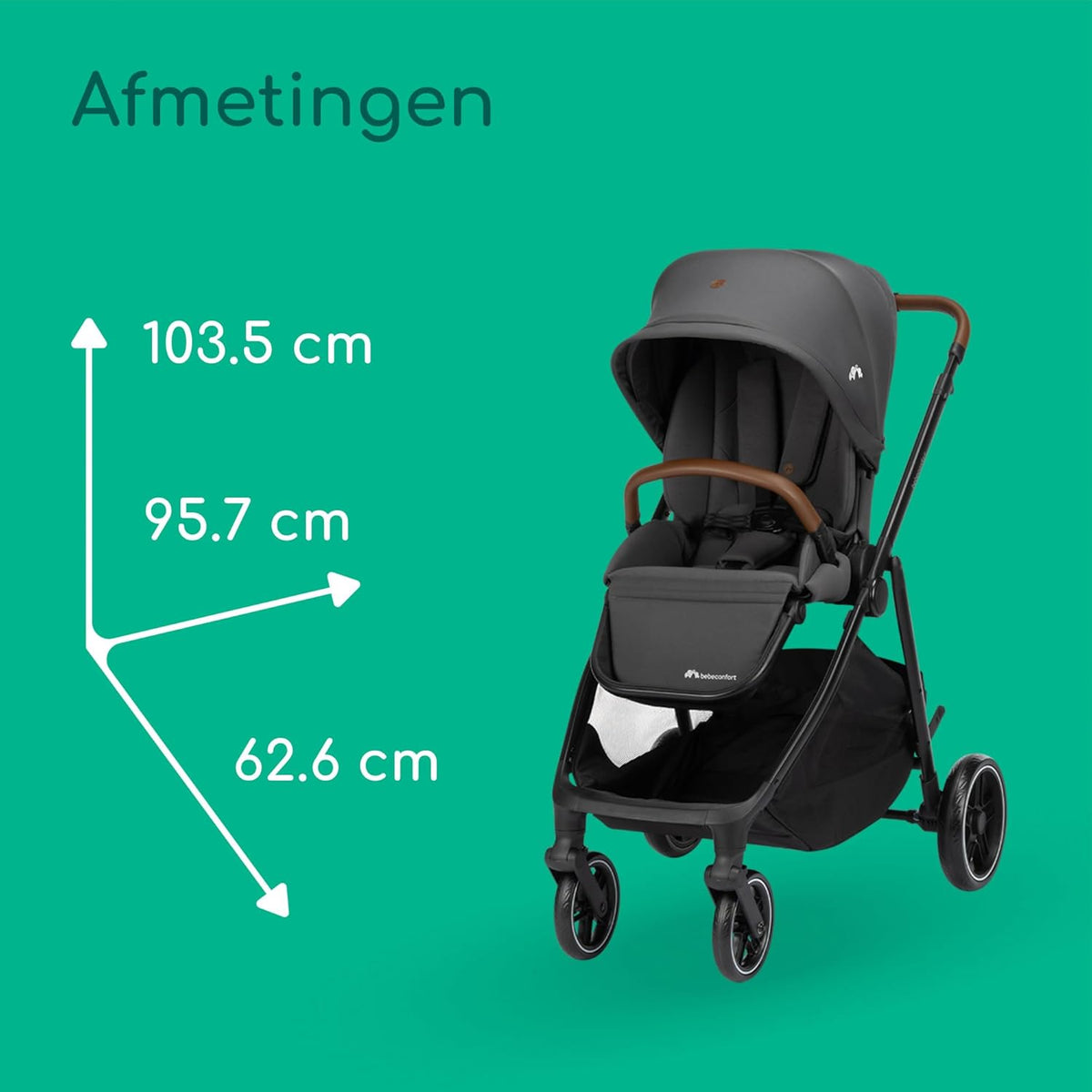 Bebeconfort Luvia Trio, Kinderwagen 3 in 1 set, 0-4 jaar (0-22 kg), Wandelwagen, Baby autostoeltje, Reiswieg, Slim opvouwen, Verstelbare duwstang, Wielen met schokdempers, Mineral Graphite