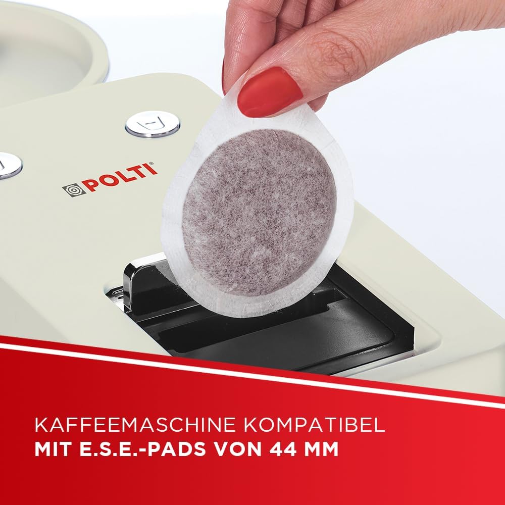 Polti Coffea S15C Espressomachine, compatibel met E.S.E-pads, 44 mm, tank 0,85 l, pompdruk 19 bar, crèmekleurig