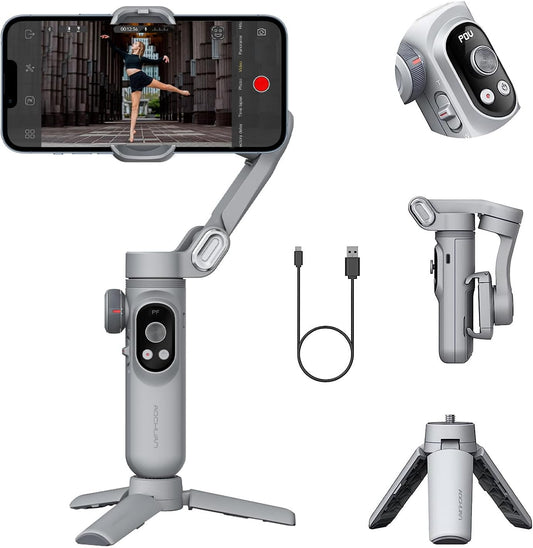 Aochuan Smart X Pro De ultieme gimbalstabilisator voor smartphones | Iphone of Android | 3-assige handstabilisator met bevestigbaar statief voor ultravloeiende opnamen YouTube-vlogs en uitmuntende