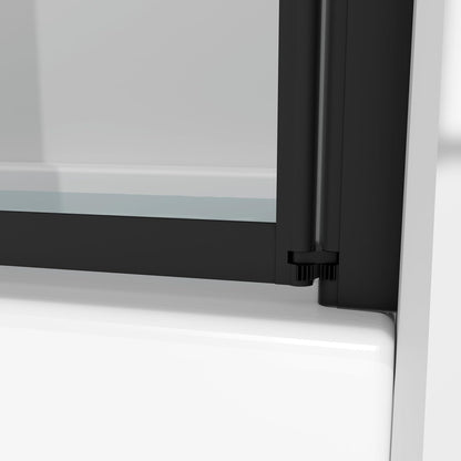 MARWELL Douchewand Triple Black 3-delig, 125 x 143 cm, opvouwbare douchewand voor badkuip, 4 mm veiligheidsglas, mat zwart