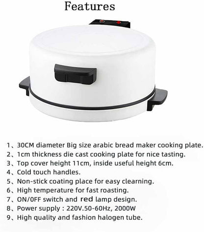 12 Inch Aanrecht Pizza Maker Elektrische Pizza Oven Arabisch Brood Maker Machine Hot Stone Pizza Fornuis Steak Machine 2000W (SEAFRONT8gwogvt0ca-12)