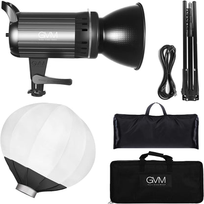 Tweekleurige LED-videolamp, GVM 100 W fotografieverlichting met Bowens-bevestiging, APP-besturingssysteem, lantaarn softbox videoverlichtingsset voor YouTube buitenstudio, dimbaar 3200K-5600K, CRI 97+