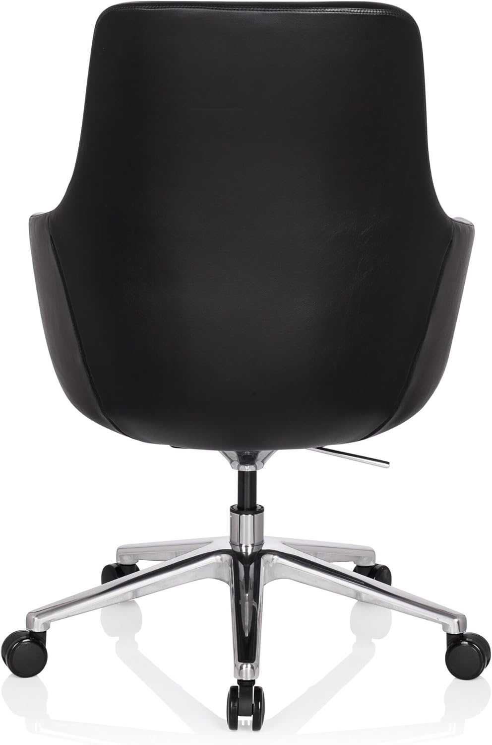 hjh OFFICE Bareno 600980 loungestoel, echt leer, zwart, hoogwaardige draaistoel, comfortabel gevoerd
