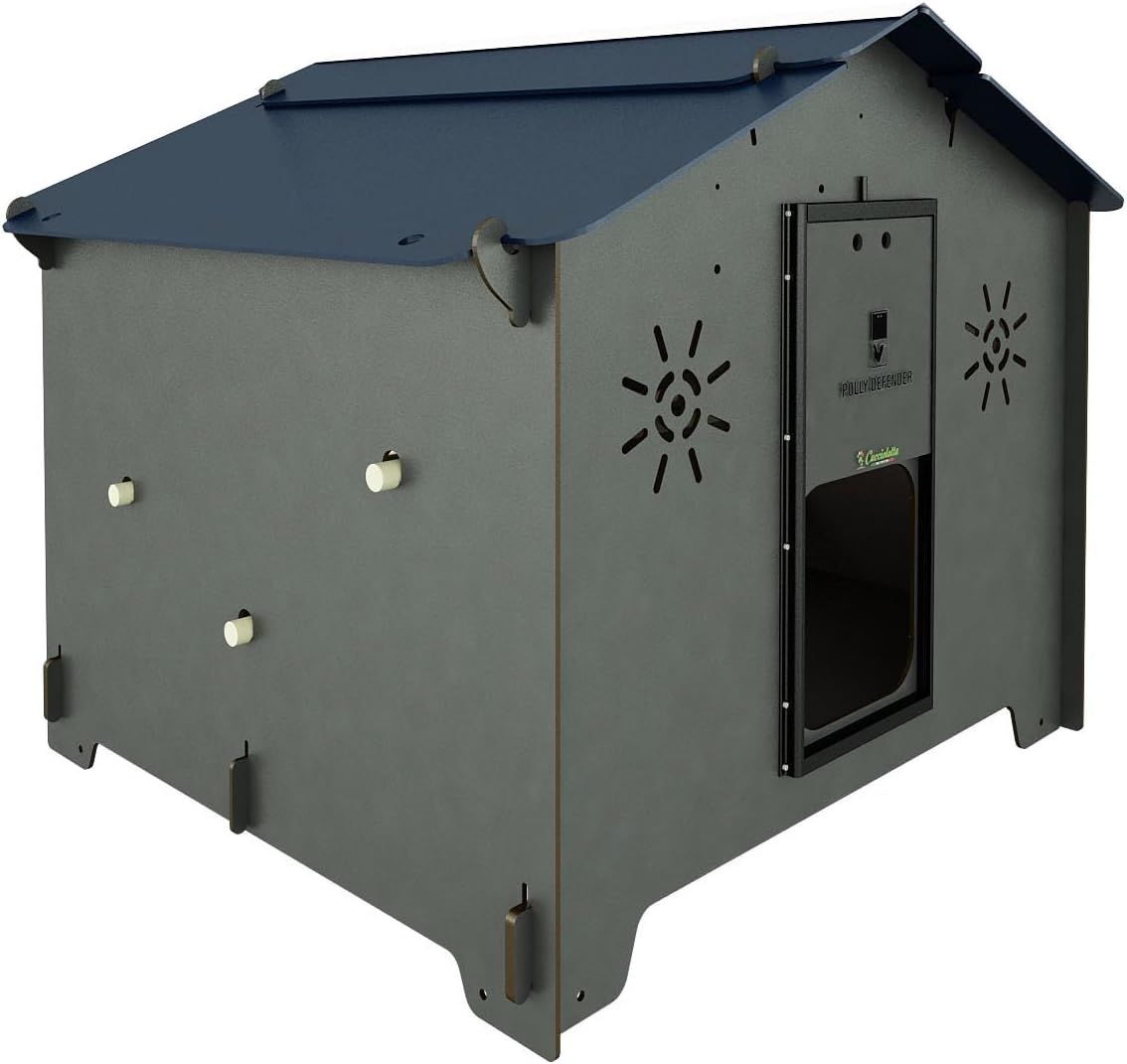 Chicken coop for 8 to 10 laying hens Polly Chalet L GREY with 2 perches, 2 nesting places outside safe door anti-predator (manual) anti-mite red (Made in Italy) - QUORE