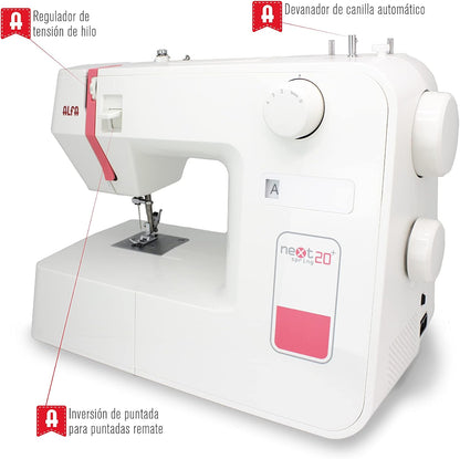 Naaimachine – Elektrische Naaimachine – Huishoud Naaimachine – Stikmachine – Draagbare Naaimachine – Koraalroze – Compact Formaat 30 X 19 X 37 Cm – Dubbele Naaivoet Voor Dikkere Stoffen