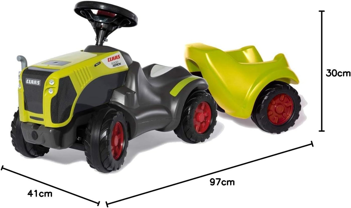 Rolly Toys Babyglijbaan Claas Xerion met rollyMinitrac aanhanger (glijvoertuig met trailer, voor kinderen van 1,5-4 jaar, opbergvak onder de motorkap, fluisterloopbanden) 135882