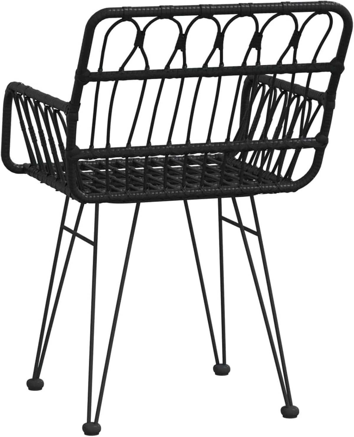 Stoel met armleuningen, stapelbare tuinfauteuil, tuinstoelen 2 stuks met armleuningen, zwart, 56 x 64 x 80 cm, PE rotan - QUORE