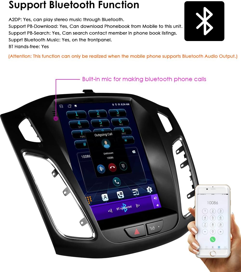Ossuret Autoradio voor Ford Focus 3 MK3 (2011-2019, 9,7 Inch Android 13 Touchscreen 2+32GB GPS Navigatie met Carplay Android Auto WiFi Bluetooth USB Stuurwielbediening