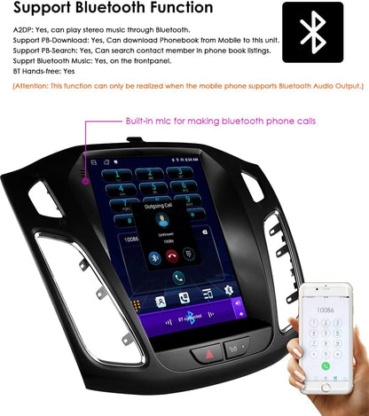 Ossuret Autoradio voor Ford Focus 3 MK3 (2011-2019, 9,7 Inch Android 13 Touchscreen 2+32GB GPS Navigatie met Carplay Android Auto WiFi Bluetooth USB Stuurwielbediening