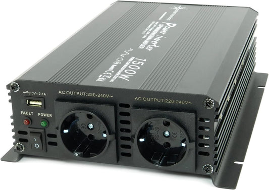 Spanningsomvormer 24 V 1500 3000 Watt 230 V - omvormer voor de mobiele aansluiting van huishoudelijke apparaten ..