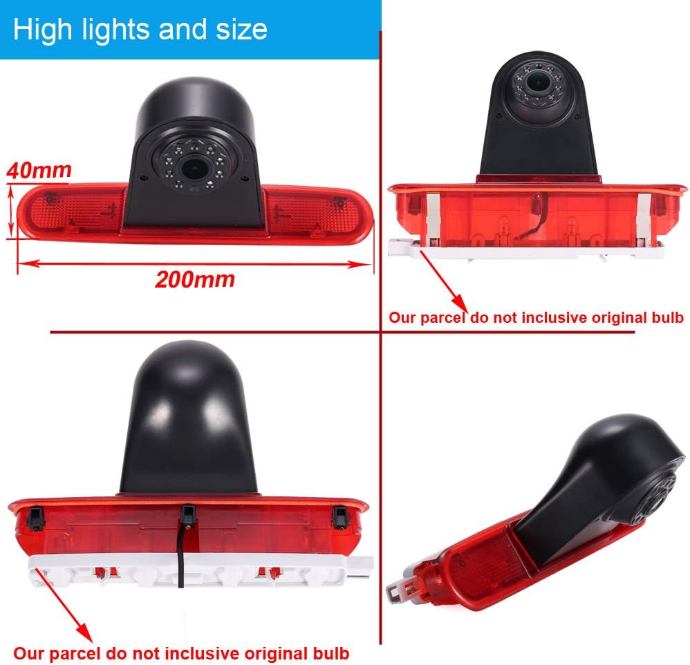 HD IP68 achteruitrijsysteem achteruitrijcamera in 3e remlicht remlicht geschikt met hoekaanpassing nachtversie IR-licht voor bestelwagendak camera Fiat Doblo 263 bestelwagen/Opel Combo