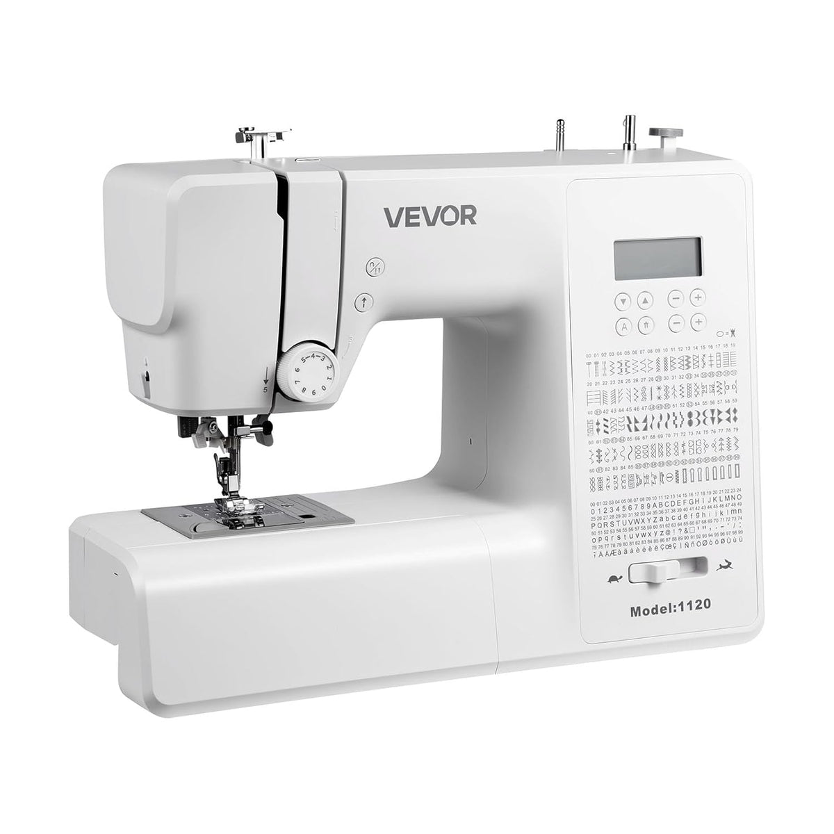 VEVOR Computergestuurde naaimachine met 200 steektoepassingen, led-scherm, lichtpedaal, digitale naaimachine met krachtige motor voor handwerkwerk, wit