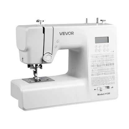 VEVOR Computergestuurde naaimachine met 200 steektoepassingen, led-scherm, lichtpedaal, digitale naaimachine met krachtige motor voor handwerkwerk, wit