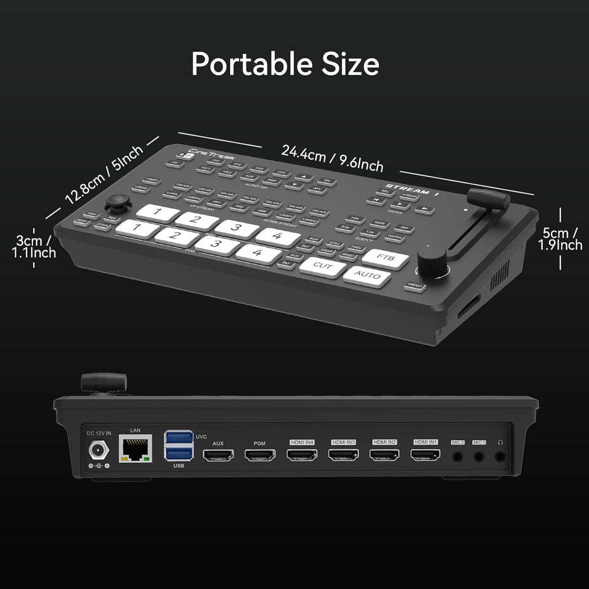 HDMI videomixer – Video switcher – Streaming mixer – Livestream mixer – Cameramixer – Met PTZ camera bediening en tot 4 HDMI-ingangen