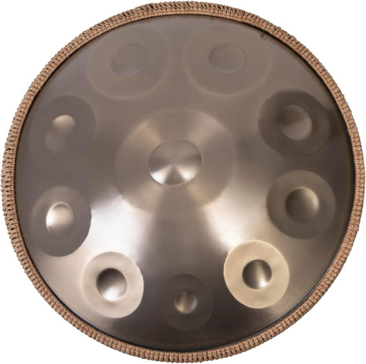 Handpan Drum - 22-Inch 10-Note D Kurd 440Hz - Hand Tuning Handpan - Inclusief Soft Bag, Mallets, Standaard, Note Stickers, Reinigingsdoek - Artist Performance Video