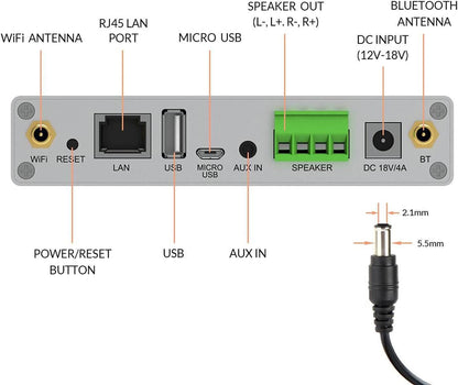 Arylic A30+ WiFi & Bluetooth 5.0 mini-stereo-versterkerbord, bluetooth-versterker en AirPlay-versterker 2.0 voor thuisaudio, multiroom digitale audio speaker Amp.