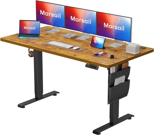 Marsail Electric Standing Desk Height Adjustable Dining Standing 160cm Desk Accessory with Storage Bag Preset Computer Desk with Headphone Hook - QUORE