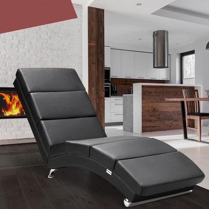 Casaria Relax Chair XXL London 186 x 89 x 55 cm Ergonomic Faux Leather Padded 180 kg Load Capacity Living Room Office Indoor Chaise Lounge Relax Chair Black - QUORE