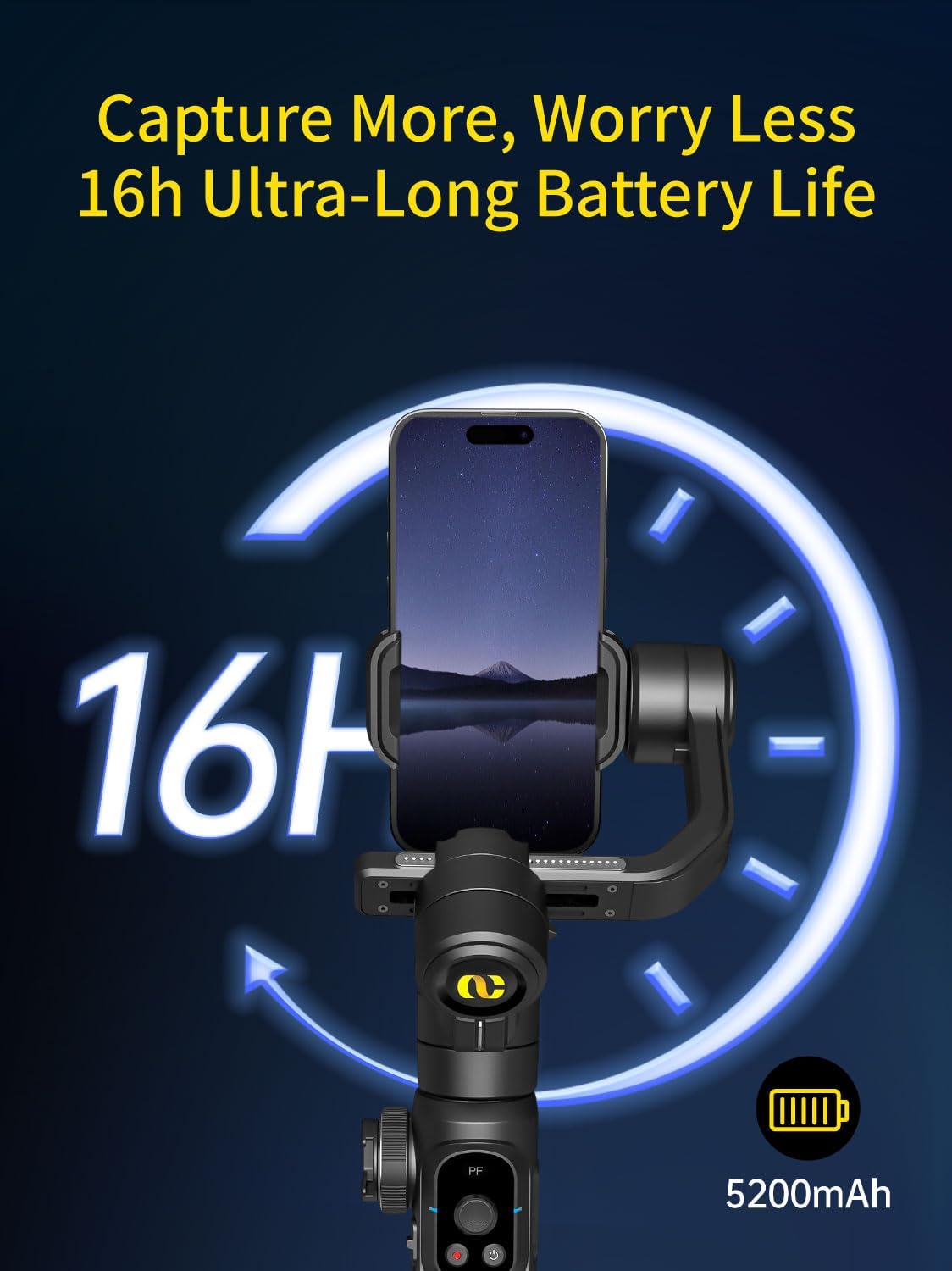 AOCHUAN Gimbal Stabilizer voor smartphone, 3-assige industriestandaard gimbals w/360 ° rotatie, telefoonstabilisator ingebouwde verlengstang, professionele gimbal w/vullicht voor iPhone/Android-Smart