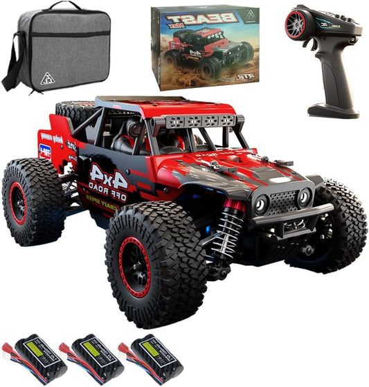 RC Auto – Radiografische Auto – Offroad Buggy – 4WD Racewagen – 1:20 Schaal – Borstelloze Motor – Tot 55 km/u – Rood - QUORE