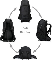 Wandelrugzak - Kampeertas - Trekking rugzak - Camping Essentials Tas - 70L - Lichtgewicht - Waterdichte - Nylon - Zwart