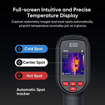 HIKMICRO E02 thermische camera，SuperIR 240 x 240 IR-resolutie met visuele camera, draagbare compacte warmtebeeldcamera met laserpointer, 20Hz refresh rate, -20°C tot 400°C