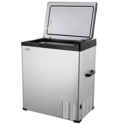 VEVOR C75, 12 Volt Auto Koelkast Koelkast, 70 liter (74qt) Single Zone Draagbare Vriezer, -4 °F -46 °F Verstelbaar bereik, 12/24V DC en 100-240V AC Compressor Koeler voor Buiten, Camping, RV, Zilver